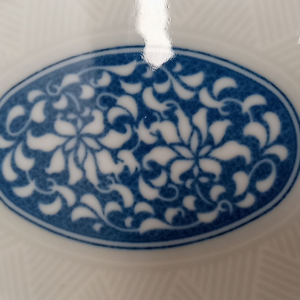 JAPANESE Set Of 5 Porcelain Sushi Dish Hand Painted Blue White Floral Design - Picture 5 of 9